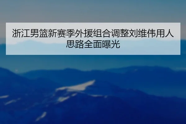 浙江男篮新赛季外援组合调整刘维伟用人思路全面曝光